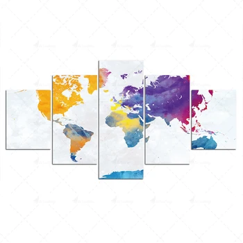 Doma Dekor 5 |Kos Platno Povzetek svetovni zemljevid, Slika, Slikarstvo plakat Wall Art Natisne Modularni Okvir Za Plakat Dnevna Soba Slike 2